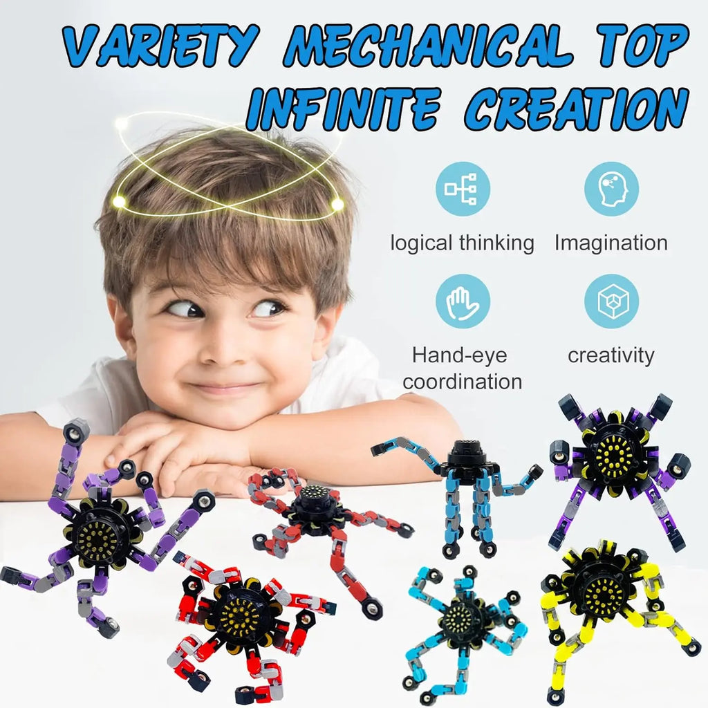 Transformable Fidget Spinners for Kids and Adults Stress Relief Sensory Toys for Boys and Girls Finger Gyro Decompression Toy
